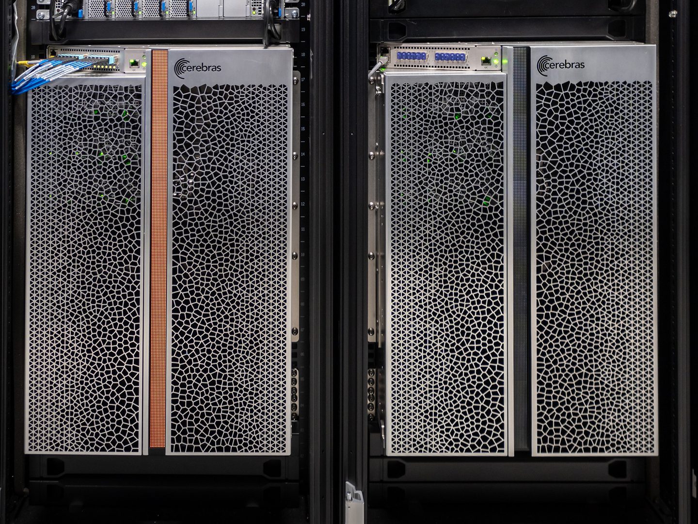 A close-up view of a computer server.